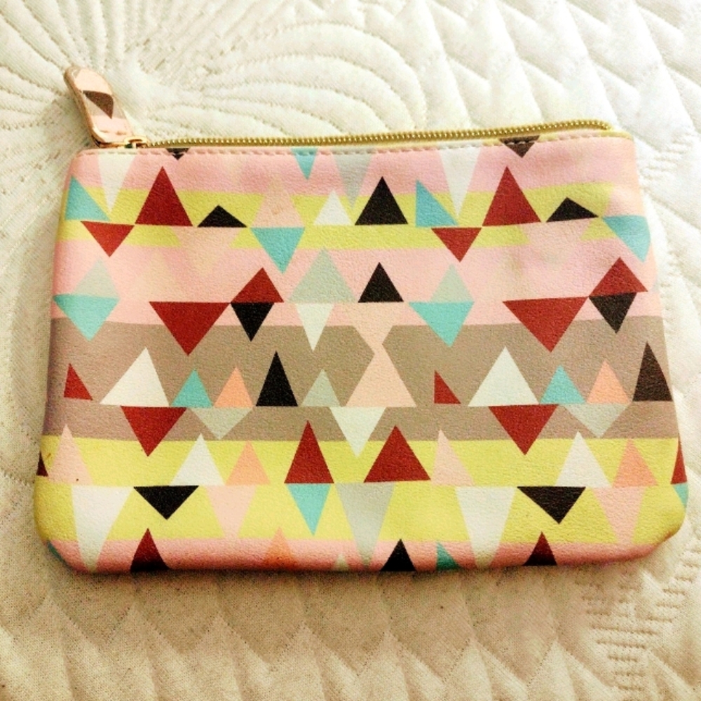 Multicolored Geometric Print Makeup Bag